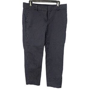 Ann Taylor “Cambridge Crop” Flat Front Ankle Blue w/White Polka Dots Size 8